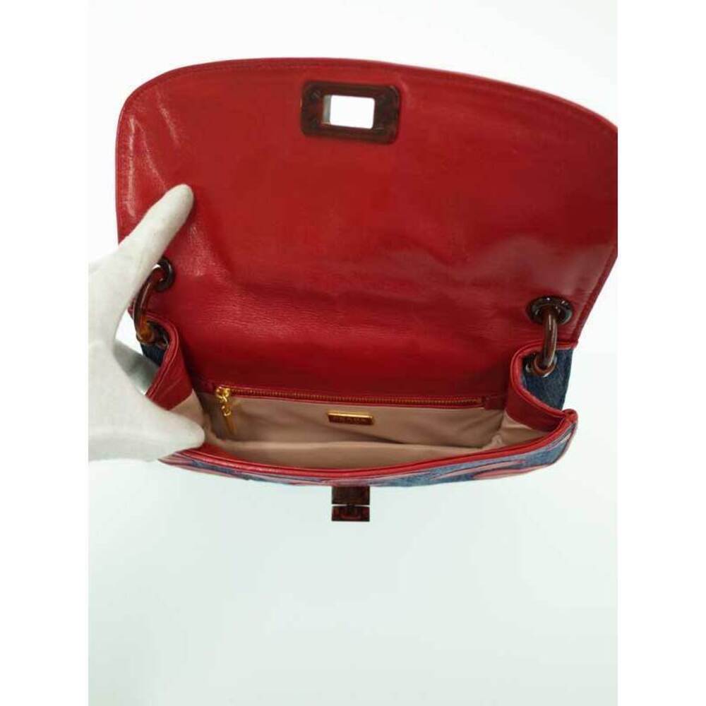 PRADA Lip Chain Shoulder Bag denim blue Red - Picture 3 of 9